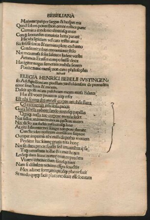 Elegia Henrici Bebelii Iustingensis Ad Apolloniam ...
