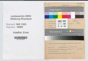 Entnazifizierung Ernst Indefrei, geb. 13.06.1898 (Kaufm.Angestellter)