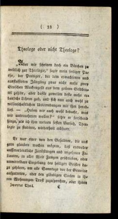 Theologe oder nicht Theologe?