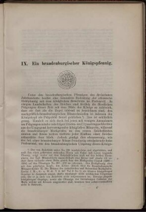 IX. Ein brandenburgischer Königspfennig