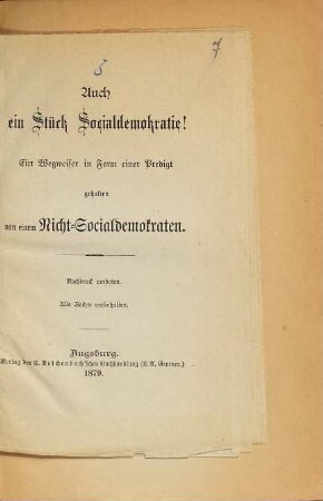 Auch ein Stück Socialdemokratie! : ein Wegweiser in Form einer Predigt