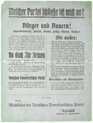 Programmatischer Wahlaufruf der Deutschen Demokratischen Partei anlässlich der Wahl zur verfassungsgebenden Nationalversammlung