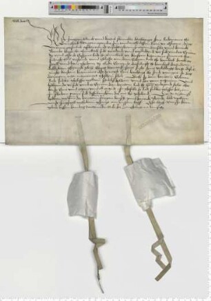 Die Ratsmannen Jürgen Tobick und Hartich Schomaker, Harthwiges Sohn, bezeugen eine Schadloserklärung zweier Bürger, die dem Rat in einer Hamburger Erbsache dienen soll.