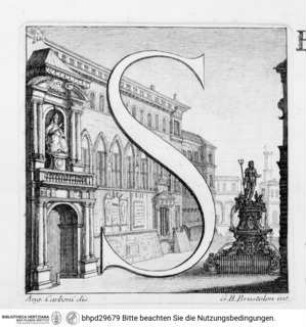 "Le Pitture di P. Tibaldi e di N. Abbati esistenti nell ' Instituto di Bologna. Descritte ed illustrate da G. P. C. Zanotti". Venedig 1756, Initiale (S. 1)