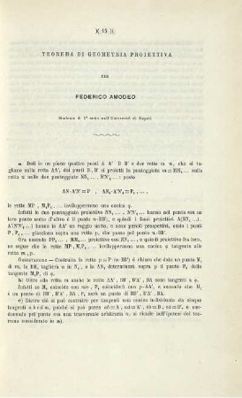 Teorema di Geometria Proiettiva.
