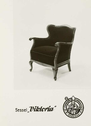 Sessel "Viktoria" : Sessel "Viktoria". Holz, Polsterung mit Samtbezug (1969; März, Bischoff)