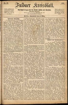 Erste Ausgabe vom Samstag, den 11. März 1882.