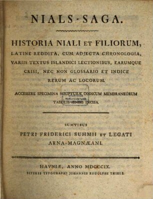 Nials-Saga : Latine reddita = Historia Niali et filiorum