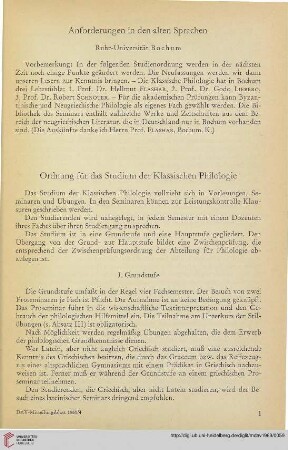 12: Ordnung für das Studium der Klassischen Philologie