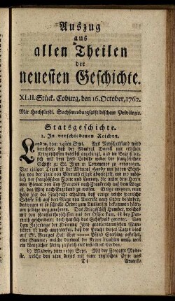 XLII. Stück. Coburg, den 16. October, 1762.