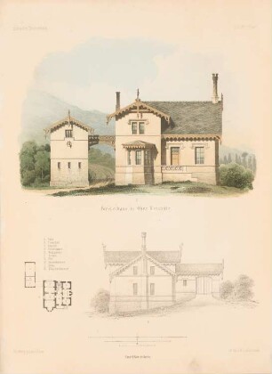 Försterhaus, Oberweistritz: Grundrisse, Ansichten (aus: Architektonisches Skizzenbuch, H. 27, 1856)