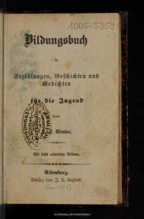 Bildungsbuch in Erzählungen, Geschichten und Gedichten : für die Jugend