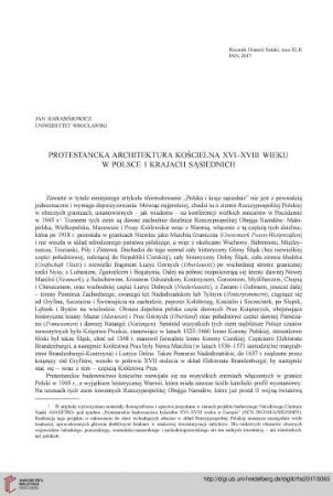 42: Protestancka architektura kościelna XVI–XVIII wieku w Polsce i krajach sąsiednich