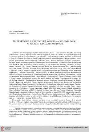 42: Protestancka architektura kościelna XVI–XVIII wieku w Polsce i krajach sąsiednich
