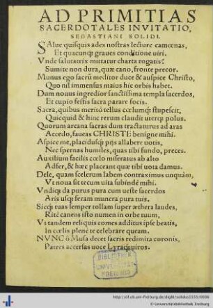 Ad Primitias Sacerdotales Invitatio.