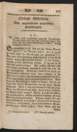 Siebente Abteilung. Von angebohrnen practischen Grundregeln
