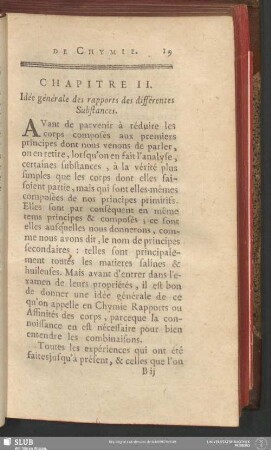 Chapitre II. Idée générale des rapports des différentes Substances
