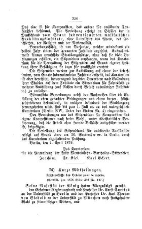 Kurze Mittheilungen : [II. Universitäten, etc.]