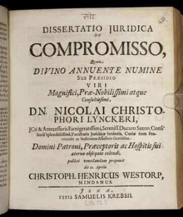 Dissertatio Iuridica De Compromisso