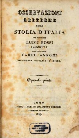 Osservazioni critiche sulla Storia d'Italia del cavaliere Luigi Bossi. 5