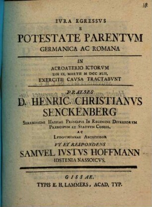 Iura egressus e potestate parentum germanica ac romana