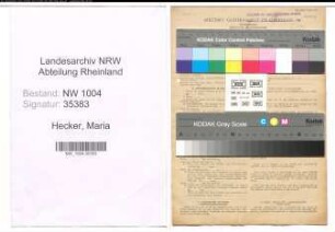 Entnazifizierung Maria Hecker , geb. 29.03.1904 (Saeuglingsschwester)