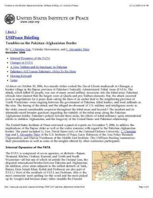 Troubles on the Pakistan-Afghanistan border