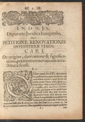 Cap. I. De origine, derivatione & significatione ...