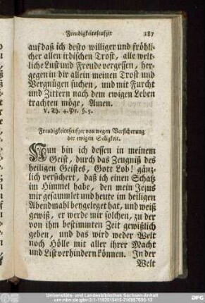 Freudigkeitsseufzer von wegen Versicherung der ewigen Seligkeit.