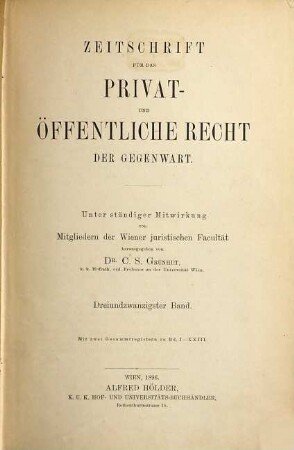 Zeitschrift für das Privat- und öffentliche Recht der Gegenwart. 23. 1896