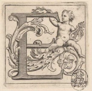 Initiale E, aus: Clementis Undecimi Pont. Max. Bullarium, 2 Bde., Rom 1723