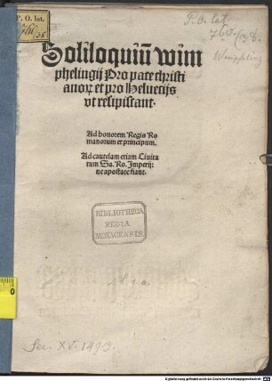 Soliloquium pro pace Christianorum et pro Helvetiis ut resipiscant