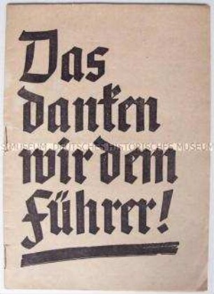 Illustrierte NS-Propagandaschrift zu den bisherigen Erfolgen im wirtschaftlichem und sozialen Bereich mit Aufruf zur Volksabstimmung 1938