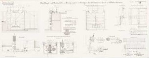 Schleuse, Speele, Wilhelmshausen: Torflügel mit Drehschütz und Bewegungsvorrichtungen: Ansichten, Grundrisse, Schnitte 1:50, 1:10