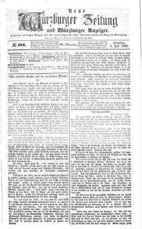 Neue Würzburger Zeitung und Würzburger Anzeiger : zugleich amtliches Organ für die handelsgerichtlichen Publikationen in Würzburg. 1869,7/12 = Jg. 66