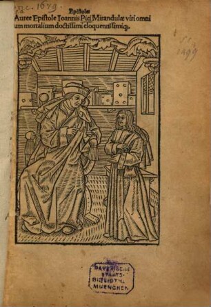 Epistulae : mit 2 Briefen an Johannes Franciscus Picus de Mirandula, Mantua 27.11. 1494 und 3.1.1495, von Baptista Mantuanus