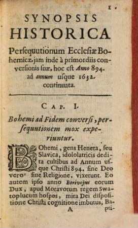 Historia persecutionum ecclesiae Bohemicae ...