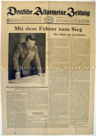 Tageszeitung "Deutsche Allgemeine Zeitung" überwiegend zum Geburtstag von Hitler
