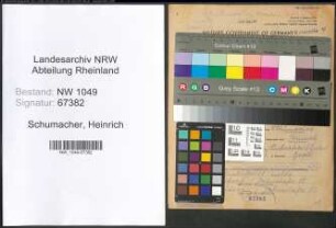 Entnazifizierung Heinrich Schumacher , geb. 11.04.1889 (Spinnmeister)