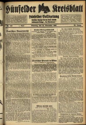 Erste Ausgabe vom Dienstag, den 28. November 1933.