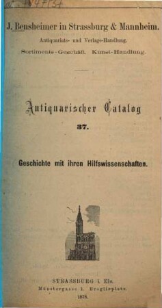 Antiquarischer Catalog. 37. 1878