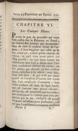 Chapitre VI. Les Couleurs Bleues.
