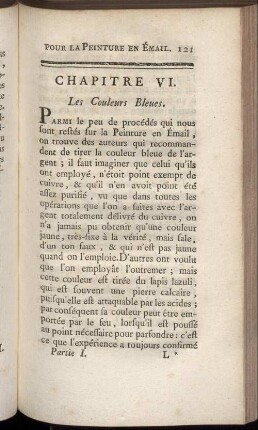 Chapitre VI. Les Couleurs Bleues.