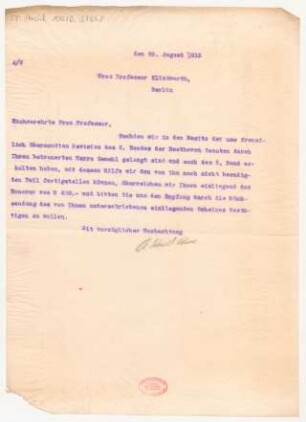 Brief an Karl Klindworth : 29.08.1915
