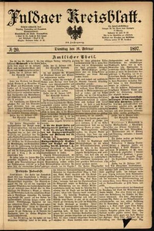 Ausgabe vom Dienstag, den 16. Februar 1897.