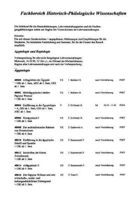 Fachbereich Historisch-Philologische Wissenschaften