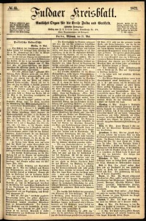 Ausgabe vom Mittwoch, den 21. Mai 1873.