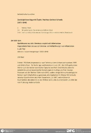 Ungeordnete Exzerpte aus der Literatur und Aufzeichnungen von Informanten - 1. Teil