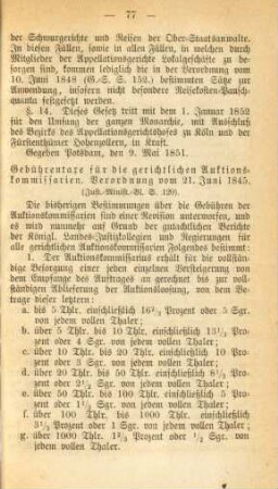 Gebührentaxe für die gerichtlichen Auktionskommissarien