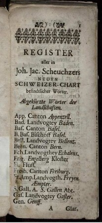 Abgekürzte Wörter der Landschaften.